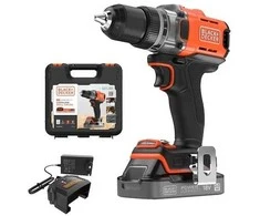 Black &amp; Decker Juodas &amp; Decker akumuliatorinis gręžtuvas/suktuvas, 45Nm, 18V POWERCONNECT, Juodas &amp; Decker [BCD382D1XK-QW] 2.0Ah, lagaminas