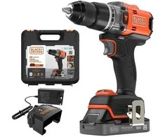 Black &amp; Decker wiertarko-wkrętarka smūginis akumuliatorinė, 50Nm, 18V POWERCONNECT, Juodas &amp; Decker [BLD683D1XK-QW] 2,0Ah, dėklas