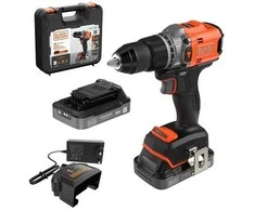 Black &amp; Decker wiertarko-wkrętarka smūginis akumuliatorinė, 50Nm, 18V POWERCONNECT, Juodas &amp; Decker [BLD683D2XK-QW] 2x2,0Ah, dėklas