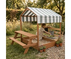 AXI Bo Sandbox with Roof and Picnic Bench Brown