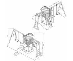 AXI Wooden Playground Tower with Double Swing, Climbing Ladders, and XLL Slide