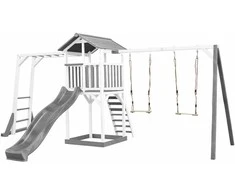 AXI Wooden Playground Tower with Double Swing, Climbing Ladders, and XLL Slide