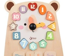 CLASSIC WORLD medinis meškiuko laikrodis Montessori 3in1