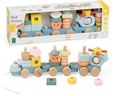 CLASSIC WORLD medinė Montessori traukinuko dėlionė Vandenyno pasaulis