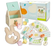 Pastelinis lavinamasis rinkinys kūdikiams CLASSIC WORLD 12–18 mėn