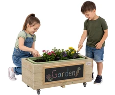 Classic World Wooden Flower Pot on Wheels for Children with Blackboard