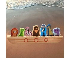 Tooky Toys Medinė dėlionė galvosūkis vaikams Nojus ir gyvūnai TOOKY TOY