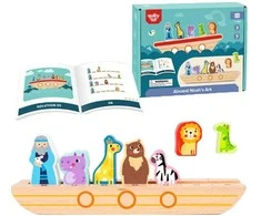 Tooky Toys Medinė dėlionė galvosūkis vaikams Nojus ir gyvūnai TOOKY TOY