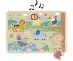 Tooky Toys TOOKY TOY medinė interaktyvi dėlionė Gyvūnėliai