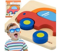 Viga Toys VIGA kūdikio pirmasis medinis dėlionės automobilis