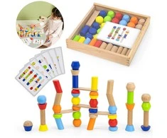 Dėlionė Viga Toys VIGA Wooden Geometric Blocks Puzzle 52 pcs.