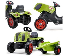 FALK Claas Arion 470 pedalų traktorius su priekaba ir atidaromu variklio dangčiu, 2-6 metų vaikams