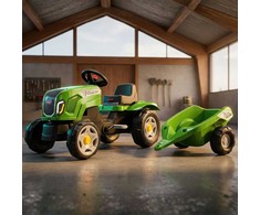 FALK Claas Terra Maxx pedalų traktorius su priekaba ir atidaromu variklio dangčiu, 2-6 metų vaikams