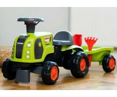 FALK Claas 470 Arion Paspiriama mašinėlė – traktorius su priekaba ir smėlio žaislų rinkiniu
