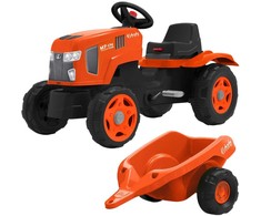 FALK Kubota pedalų traktorius su priekaba ir atidaromu stogu, 2-6 metų vaikams