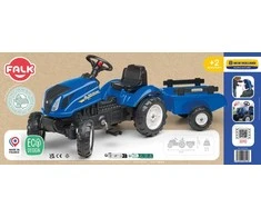 FALK „New Holland“ pedalinis traktorius su priekaba ir atidaromu variklio dangčiu, 2-5 metų vaikams