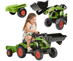 FALK pedalų traktorius su krautuvu ir Claas priekaba 2-5 metų vaikams