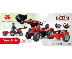 Pedalinis traktorius su priekaba FALK Massey Ferguson raudonas nuo 3 metų