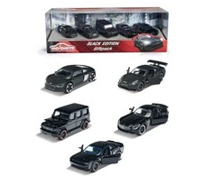 „Majorette Juodas Edition“ rinkinys 5 juodo metalo automobiliai