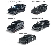 „Majorette Juodas Edition“ rinkinys 5 juodo metalo automobiliai