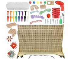 MASTERKIDZ laisvai pastatoma STEM kūrybinio mokymosi lenta 166 x 125 cm ir priedų rinkinys