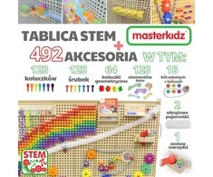 MASTERKIDZ Freestanding STEM Wall Board 166 x 125 cm + Accessories: Pegs, Gears, Blocks, Tools, Ball Track