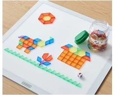 MASTERKIDZ Square LED Light Panel Colorful + Montessori Mosaic Blocks 140 pcs.