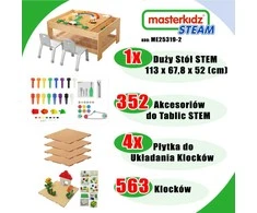 MASTERKIDZ Wooden Educational Table + STEM WALL ACCESSORIES + 563 Blocks