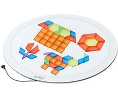 MASTERKIDZ Round LED Light Panel Colorful + Montessori Mosaic Blocks 140 pcs.