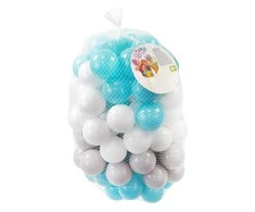 Mochtoys 100 vnt. spalvotų plastikinių kamuoliukų 6 cm. balti-mėlyni