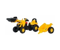 Pedalinis traktorius su kaušu ir priekaba RollyKid JCB Rolly Toys, geltonas