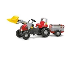 Rolly Toys 811397 Rolly Junior RT traktorius su priekaba ir kaušu Raudona Rolly žaislai