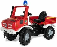 Vaikiškas pedalinis ugniagesių automobilis RollyUnimog Fire Mercedes Benz (‎038220) + švyturėlis