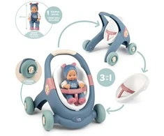 SMOBY Little Walker Pusher 3in1 vežimėlis vaikams + kūdikio lėlė