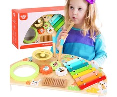 Tooky Toys Paimtas žaislinis daugiafunkcinis instrumentas Muzikinis centras ksilofonas Tarka trębek būgno plokštelė
