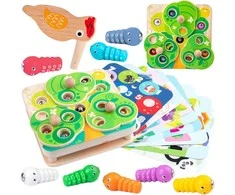 Tooky Toys TOOKY TOY Medinė Žaidimų Rinkinys 2w1 - Ištrauk Šliužus Vaikams
