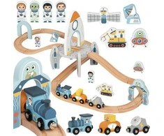 Tooky Toys TOOKY TOY medinė kosminė traukinuko trasa
