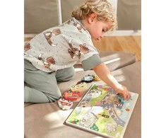 Tooky Toys Medinė TOOKY TOY dėlionė su transporto priemonėmis