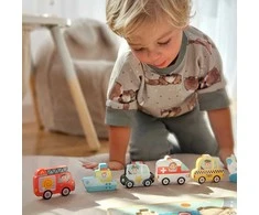 Tooky Toys Tooky Toy Medinis Dėlionė Pojazdai Automobiliai Lėktuvai Laivai Miestas