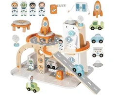 Tooky Toys Medinė kosminė stovėjimo stotis-kosminis parkingas TOOKY TOY