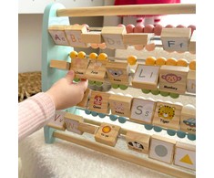 Tooky Toys Medinis dvipusis skaitliukas su abėcėle ir paveikslėliais