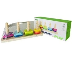 Tooky Toys Žaislų žaislų formos rūšiavimas su spalvingais „Montessori“ blokais