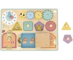 Tooky Toys Tooky Toy Edukacinė lenta Žaislai su spynomis, paviršiaus pavaromis ir laikrodžiu