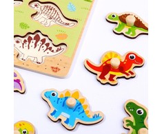 Tooky Toys Paėmę žaislinę medinę montessori dėlionės dėlionės dinozaurai