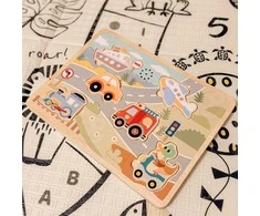 Tooky Toys TOOKY TOY medinė interaktyvi dėlionė Transporto priemonės