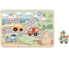 Tooky Toys TOOKY TOY medinė interaktyvi dėlionė Transporto priemonės