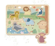 Tooky Toys TOOKY TOY medinė interaktyvi dėlionė Gyvūnėliai