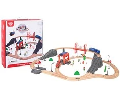 Tooky Toys Medinė gaisrinės traukinio trasa Tooky Toy 70 vnt