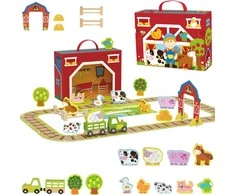 Tooky Toys TOOKY TOY Medinė Ūkis su lagaminu 35 dalys