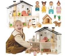 Tooky Toys TOOKY TOY medinis lėlių namelis su priedais ir šeima 20 vnt